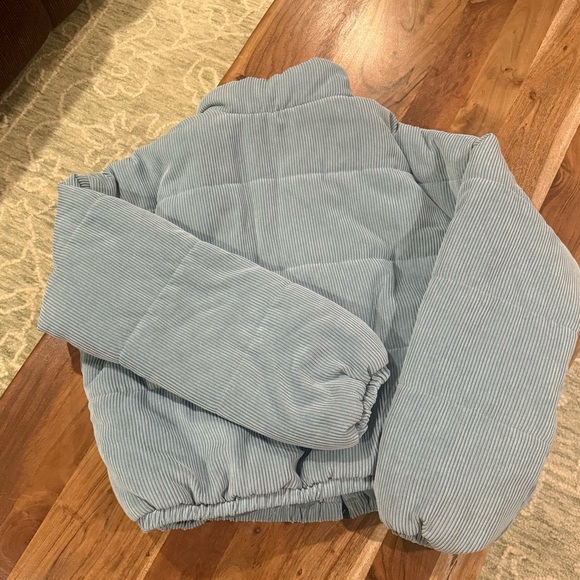 Wild Fable Corduroy Puffer Cropped Bomber Jacket with Zipper and Pockets Size L - Picture 8 of 14